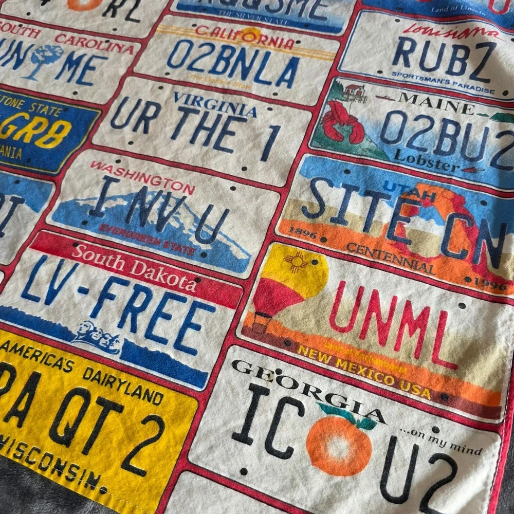 Vintage US License Plate Print Bandana Cotton  Scarf Americana Handkerchief